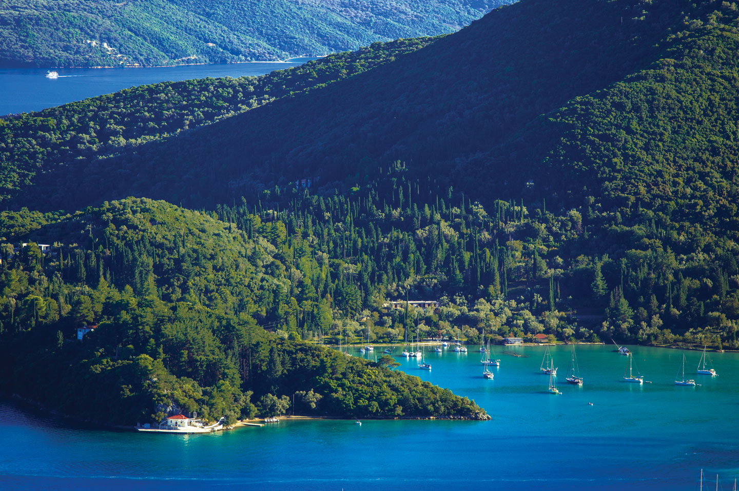 A beautiful natural harbour in Lefkada, Greece